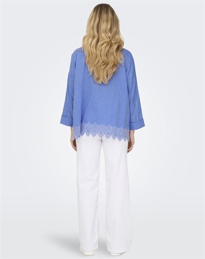 Only - ONLGraces Tulum Emb Skjorte - Blue Bonnet